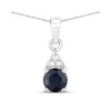 Genuine 10K Blue Sapphire and Diamond Solitaire Pendant