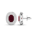 Genuine White Diamond and Ruby Studs by Fine Color Jewels
