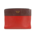 Prada Calfskin Bicolor Red x Burgundy Shoulder Bag #2936 by Bolt Boutique