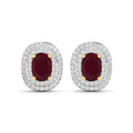 Genuine White Diamond and Ruby Studs by Fine Color Jewels