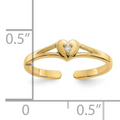 10K Yellow Gold Toe Ring Heart Shaped by Fine Color Jewels