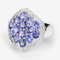 2.41 Carat Genuine Tanzanite and White Topaz .925 Sterling Silver Ring by Bids.com