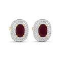 Genuine White Diamond and Ruby Studs by Fine Color Jewels