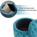 29.5" Tufted Velvet Round Ottoman Classic Button Living Room Footrest with Storage by DailySale