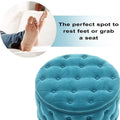 29.5" Tufted Velvet Round Ottoman Classic Button Living Room Footrest with Storage by DailySale