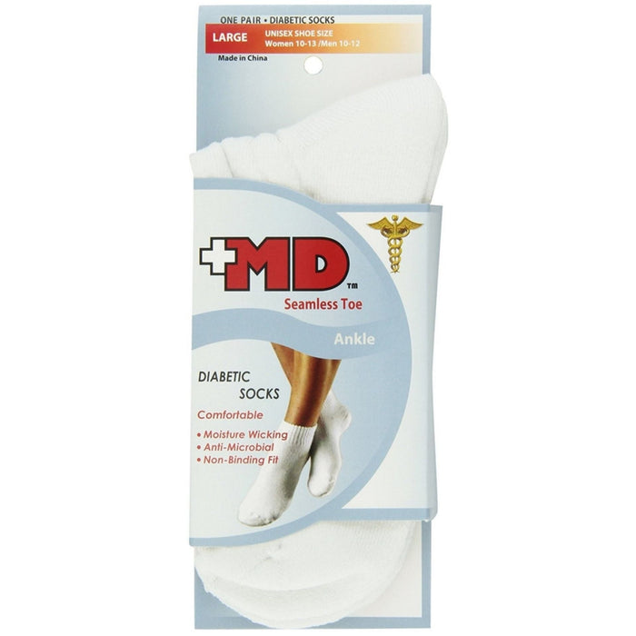 MD USA Diabetic Ankle Socks – Seamless Toe, Large (Shoe Size 9-12) by Pasteur Pharmacy