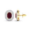 Genuine White Diamond and Ruby Studs by Fine Color Jewels