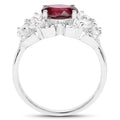 3.16 Carat Genuine Rhodolite and White Zircon .925 Sterling Silver Ring by Bids.com