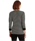 Lauren Ralph Lauren Striped Waffle-Knit Drawcord Top – Polo Black, Size XL by Vanessa Jane