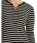 Lauren Ralph Lauren Striped Waffle-Knit Drawcord Top – Polo Black, Size XL by Vanessa Jane