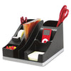 deflecto Silhouettes All-In-One Caddy, 6 Compartments, Plastic, 8.13 x 9.13 x 5.19, Black/Silver