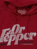 Dr Pepper Distressed Logo Pullover Hooded Sweatshirt - Red by Tee Luv