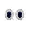 Genuine White Diamond and Blue Sapphire Studs