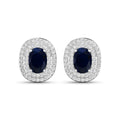 Genuine White Diamond and Blue Sapphire Studs by Fine Color Jewels