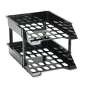 deflecto SuperTray Countertop Tray Set, 2 Sections, Letter to Legal Size Files, 11" x 14.88" x 2.5", Black, 2/Pack