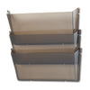 deflecto Unbreakable DocuPocket Wall File, 3 Sections, Letter Size, 14.5" x 3" x 6.5", Smoke, 3/Pack
