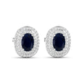 Genuine White Diamond and Blue Sapphire Studs by Fine Color Jewels