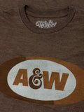 A&W Faded Logo T-Shirt - Brown by Tee Luv