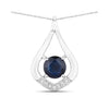 Genuine 10K Blue Sapphire Diamond Cocktail Pendant