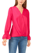 Vince Camuto Solid Surplice Ruffled-Cuff Top by Vanessa Jane