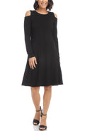 Karen Kane Womens Cold Shoulder a-Line Dress in Black Small by Vanessa Jane