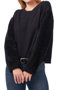 Vince Camuto Long Sleeve Cozy Top w/ Plush Sleeves, Size Small by Vanessa Jane
