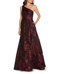 Aidan Mattox Floral Jacquard One Shoulder Gown by Vanessa Jane