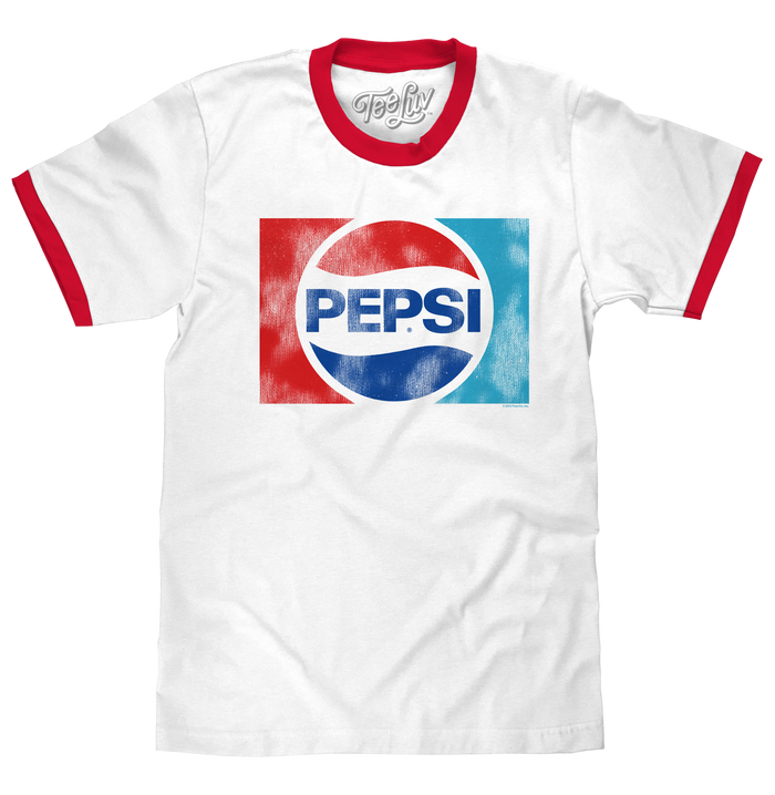 Pepsi Ringer T-Shirt - White and Red by Tee Luv