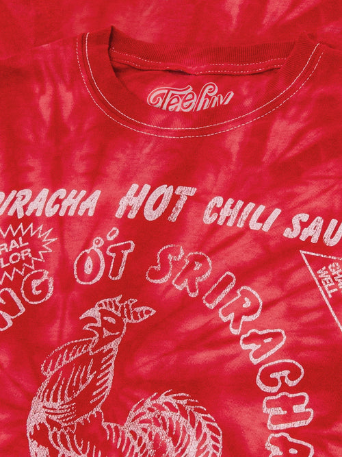 Faded Tuong Ot Sriracha Tie Dye T-Shirt - Spider Red by Tee Luv