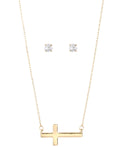 Alfani Gold-Tone Cross Pendant Necklace and Cubic Zirconia Stud Earrings Set by Vanessa Jane