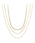 Unwritten 14K Gold Flash Plated 3-Pieces Layered Chain Necklace Set by Vanessa Jane