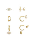 Unwritten 14K Gold Flash Plated 3-Pieces Cubic Zirconia Dainty Earring Set by Vanessa Jane