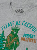 Smokey Bear Please Be Careful Prevent Wildfires Women's Scoopneck T-Shirt - Gray by Tee Luv