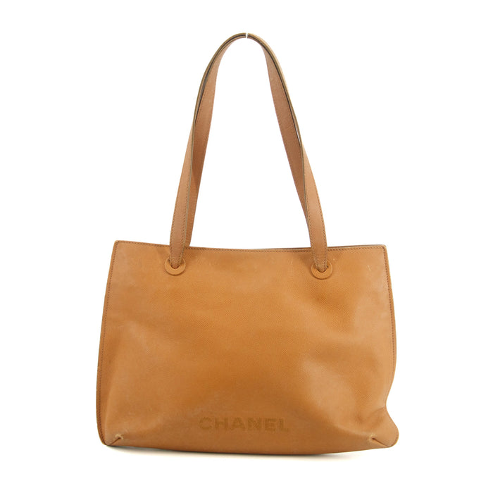 Chanel Logo Caviar Tote Tan Leather Bag #2996 by Bolt Boutique