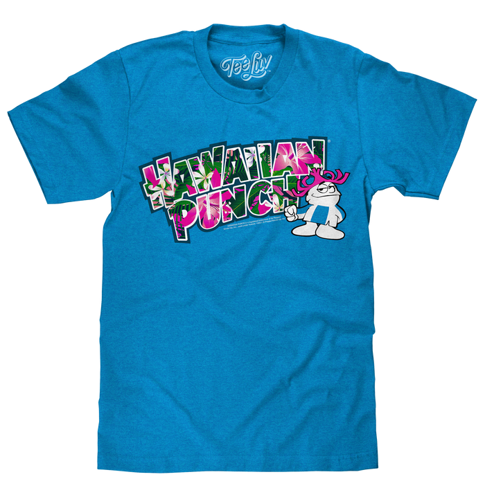 Hawaiian Punch Floral Print T-Shirt - Blue by Tee Luv