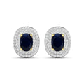Genuine White Diamond and Blue Sapphire Studs by Fine Color Jewels
