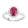 1.44 Ct Oval Pink Ruby Diamond Prong 10K Gold Halo Ring