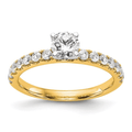 14K Gold Lab Diamond Solitaire Pave Ring by Fine Color Jewels