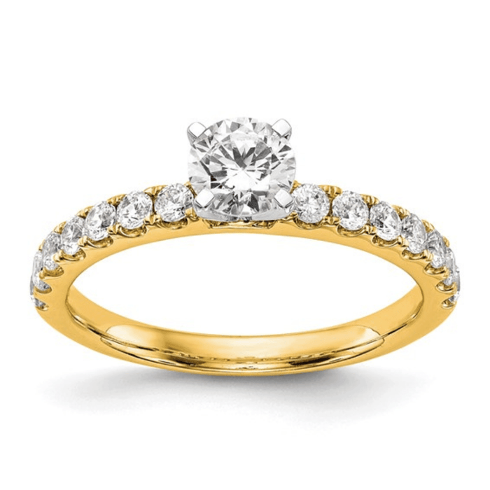 14K Gold Lab Diamond Solitaire Pave Ring by Fine Color Jewels