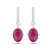 1.70 Ct Oval Pink Ruby & Diamond Prong 10K Gold Dangle Earrings