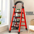 Folding 3/4-Step Ladder – Portable Steel Step Stool, Anti-Slip by DailySale