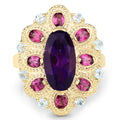 6.80 Carat Genuine Amethyst, Rhodolite and Blue Topaz .925 Sterling Silver Ring by Bids.com