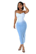 Strapless Denim Jean Midi Dress by The House of Stylez