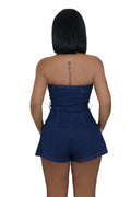 Dark Denim Strapless Romper with Belt by The House of Stylez