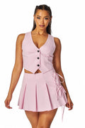 Serene Crop Top Tuxedo Top & Skort Set by The House of Stylez