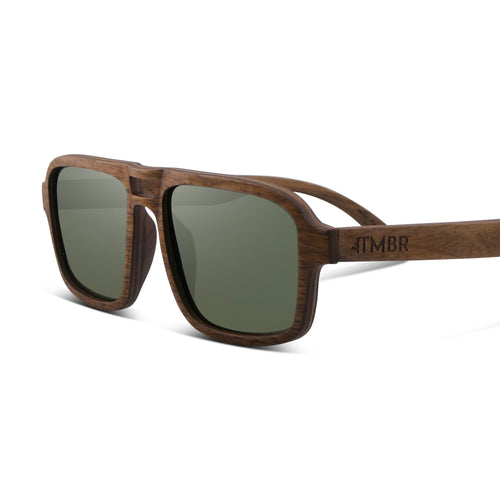 Flyer | Natural w/ Green | Wooden Sunglasses by TMBR