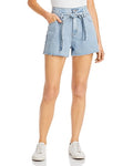 Aqua Tie Waist Denim Shorts in Light Blue, Size 29 by Vanessa Jane