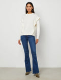 Bcbgmaxazria Flounce Trim Sweater – Gardenia by Vanessa Jane
