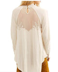 Free People SAHELI TOP Mesh Embroidery Ivory, Size XS by Vanessa Jane