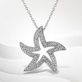 .925 Sterling Silver Prong-Set Diamond Accent Starfish 18" Pendant Necklace (I-J Color, I1-I2 Clarity) by Bids.com